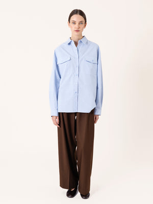 TEXTURED OVERSIZED SHIRT LIGHT BLUE