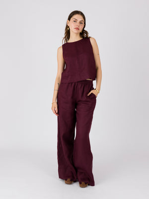 LINEN TROUSERS BURGUNDY