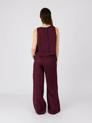 LINEN TROUSERS BURGUNDY