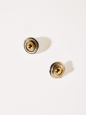 CHUNKY ROUND EARRINGS SILVER/GOLD