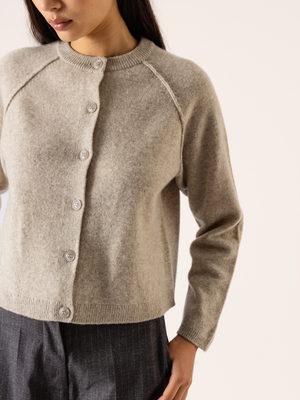 KNITTED MERINO CARDIGAN BEIGE