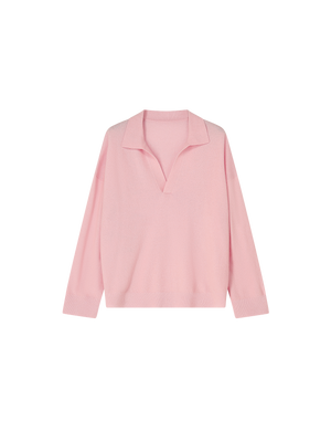 CASHMERE BLEND POLO SWEATER PINK