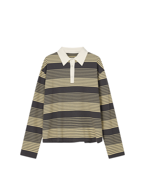 STRIPED POLO SHIRT YELLOW/GREY