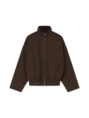 FUNNEL NECK ZIP JACKET BROWN