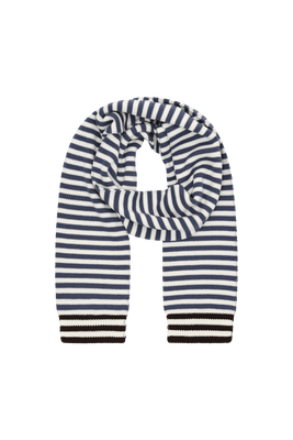 STRIPED MERINO SCARF BLUE/BROWN