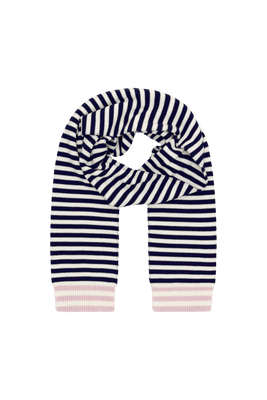 STRIPED MERINO SCARF NAVY BLUE/PINK