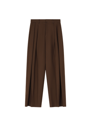 RELAXED PLEATED TROUSERS BROWN