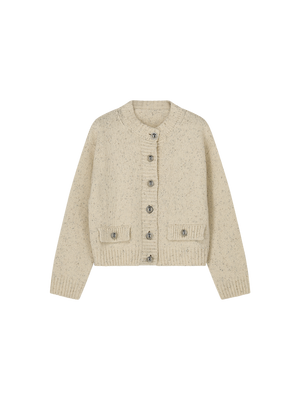 SPECKLED KNITTED CARDIGAN ECRU