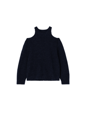 KNITTED ALPACA BLEND CUT OUT SWEATER NAVY BLUE