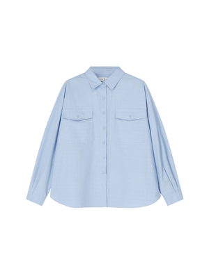 TEXTURED OVERSIZED SHIRT LIGHT BLUE