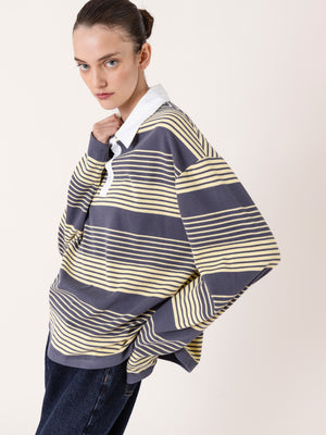 STRIPED POLO SHIRT YELLOW/GREY