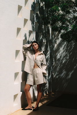 STRIPED ALBA SHORT BROWN/ECRU