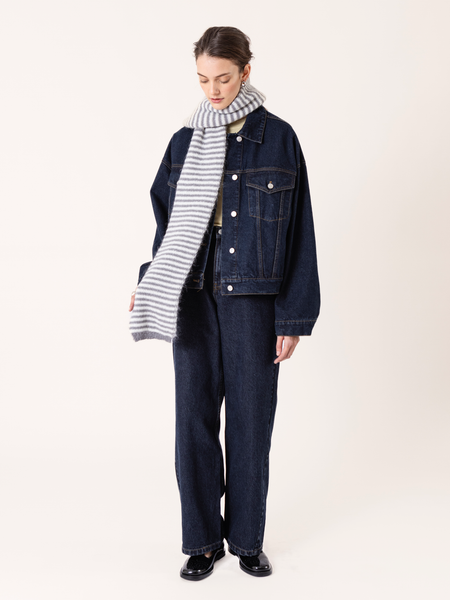 STRIPED MOHAIR SCARF GREY/ECRU – LEWIS & MELLY