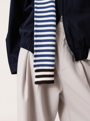 STRIPED MERINO SCARF BLUE/BROWN