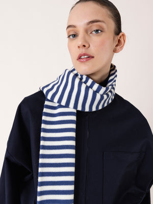 STRIPED MERINO SCARF BLUE/BROWN