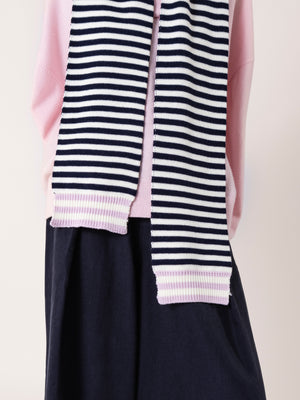 STRIPED MERINO SCARF NAVY BLUE/PINK