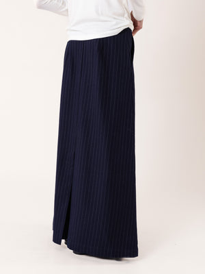 PINSTRIPE MAXI SKIRT NAVY