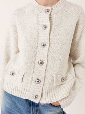 SPECKLED KNITTED CARDIGAN ECRU