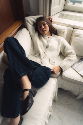 SPECKLED KNITTED CARDIGAN ECRU