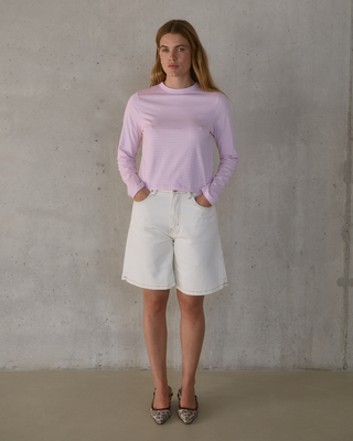 STRIPED LONG SLEEVE T-SHIRT PINK/ECRU