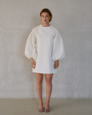 JULIA PUFF SLEEVE DRESS ECRU