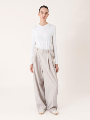 RELAXED PLEATED TROUSERS BEIGE