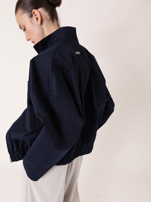 FUNNEL NECK ZIP JACKET NAVY BLUE